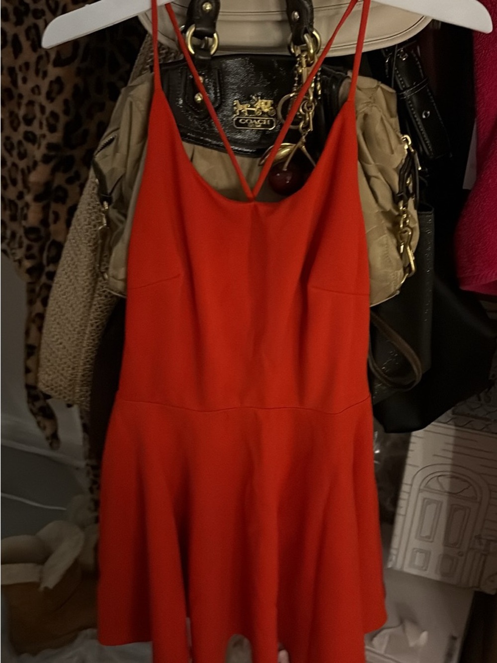 Trac Orange-Red Spaghetti Strap Mini Dress